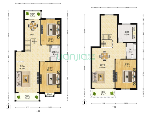 鑫丰雅苑 3室2厅2卫 116平方