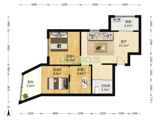 金巷小区（10弄3支弄高层） 3室1厅1卫 90平方