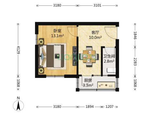倚虹西里 1室1厅1卫 42平方