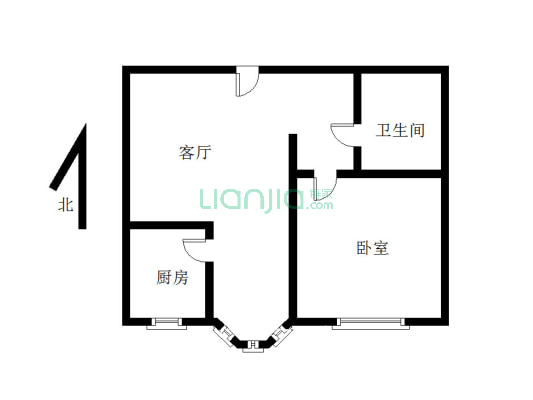 全南向 正规一居室 集中供暖简单装修拎包入住-户型图