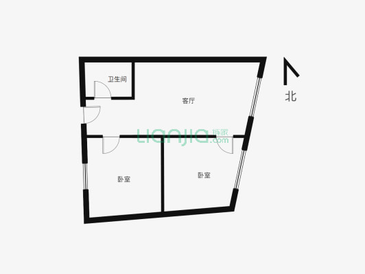 QQ公寓 2室1厅 北-户型图