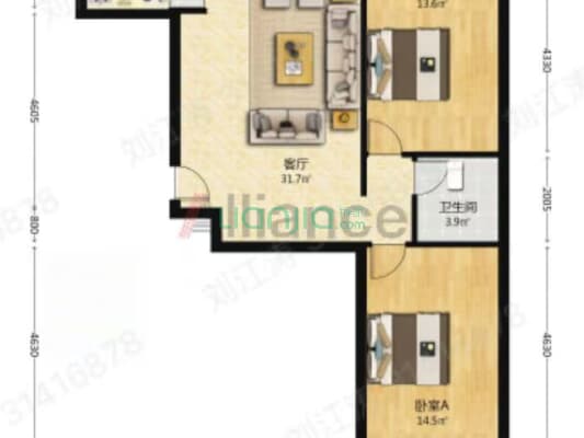 双馨佳园 2室2厅 南 北-户型图
