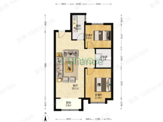 在公园里的房子，环境优美，交通便利，梦幻的感觉！-户型图