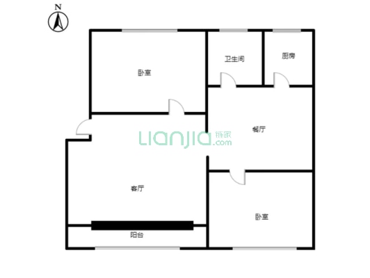 华阳路物探七号院 南北通透大两居 中间楼层采光好-户型图