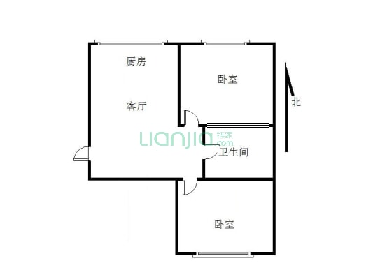 此房是富丽春城东区步梯四楼79平，两室一厅一厨一卫-户型图