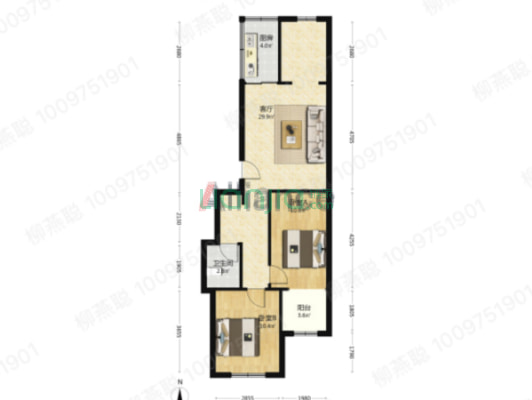 南北通透户型  七十年产权  低楼层-户型图