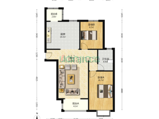 中国农大  不在闹市 环境优雅 满五 税低-户型图