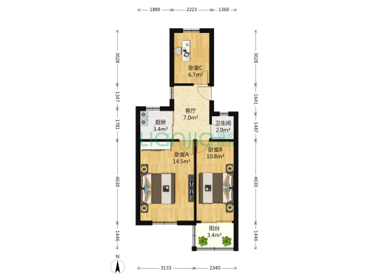 芙阁新村 3室1厅1卫 63平方