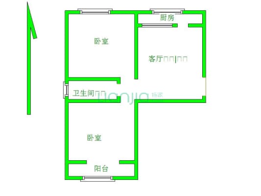 竞秀小区 2室1厅 南-户型图