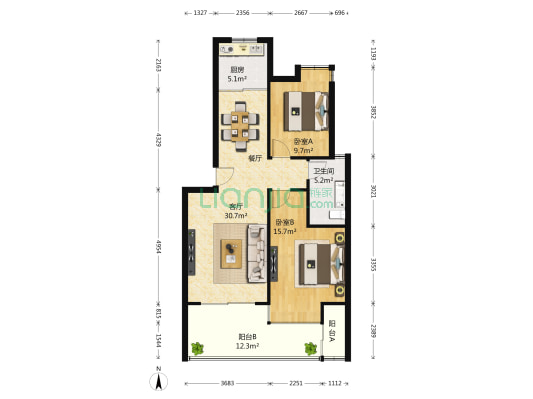 瑞龙花园 2室1厅1卫 82平方