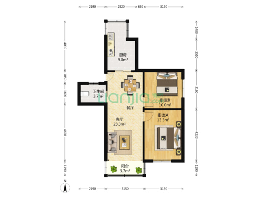 南浩街19号院 2室2厅1卫 0平方