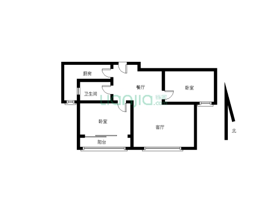 东新区小高层简装两房可随时拎包入住-户型图