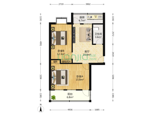 七里河路32号 2室1厅1卫 78平方