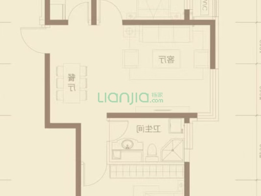 高尔夫别墅区内的电梯房 精装两居-户型图