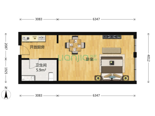 盛天大厦 1室0厅1卫 53平方