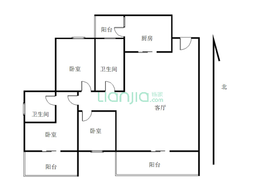 圣桦名城套三双卫清水房户型方正，通透性好，可看中庭-户型图