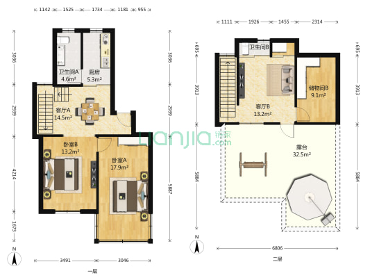 苏苑二村 2室2厅2卫 98平方