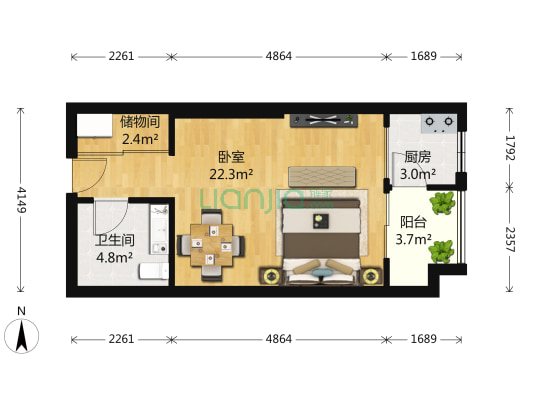 颐中高山 1室0厅1卫 47平方