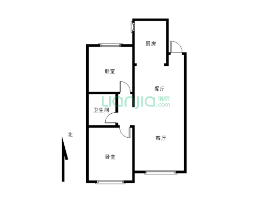 房子独立两居室 中高层 无遮挡-户型图