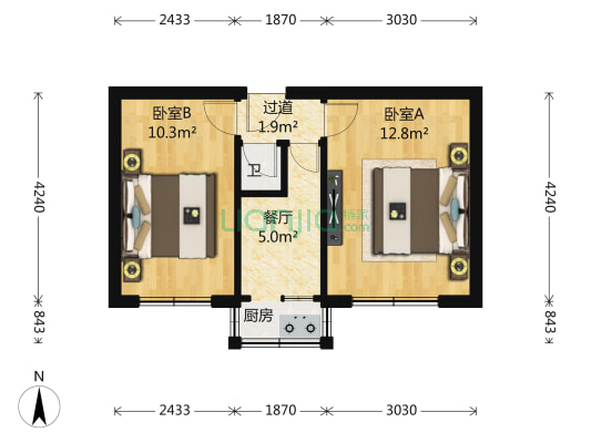 智勇西二巷 2室1厅1卫 44平方