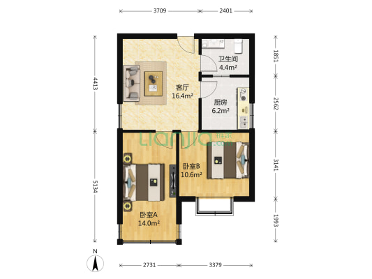 祥和苑小区 2室1厅1卫 63平方