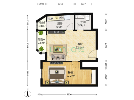 清上园 1室1厅1卫 71平方