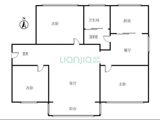 新安小区 3室2厅 南 北-户型图
