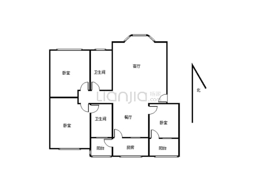 城南住宅  简装   三室两厅   可二次改造-户型图