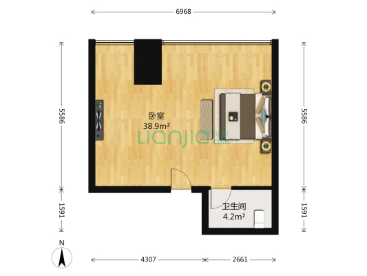 中新城上城 1室0厅1卫 67平方