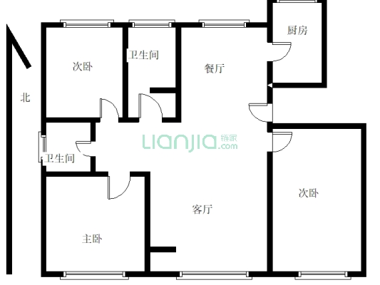 紫樾华庭 3室2厅 南 北-户型图