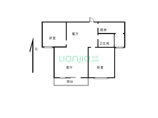 元辰城中花园 有证满两年 两室 户型房子 可看房-户型图