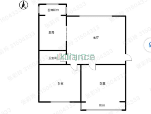 东安小区 2室1厅 南 北-户型图