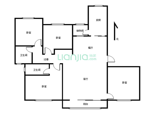 恒大悦龙湾158平四室中间楼层带全新家具和车位-户型图