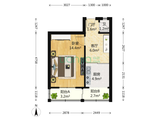 冶金东里 1室1厅1卫 37平方
