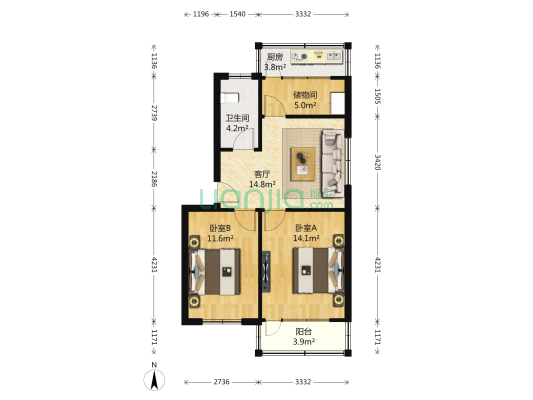 金京花苑 2室1厅1卫 79平方