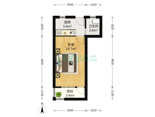瞿溪路1003弄 1室0厅1卫 33平方