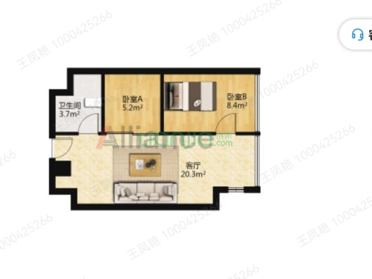 万科城际之光 2室0厅 东-户型图