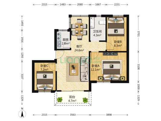 地铁口 低楼层楼梯房  三开间朝南 满五税低