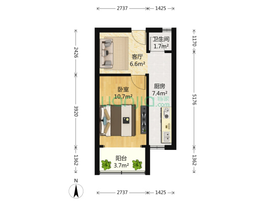 金陵新九村 1室1厅1卫 41平方