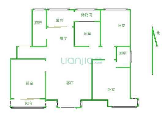 鑫和花园 4室2厅 南 北-户型图