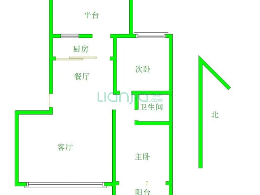 园中苑小区 2室2厅 南 北-户型图