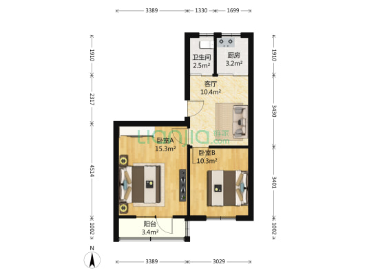 二十八所(南) 2室1厅1卫 59平方
