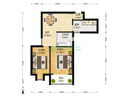 兴贤佳园近贤苑 2室1厅1卫 68平方