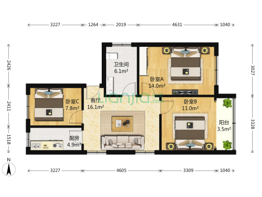 标山路房源|户型图|小区车位|交通地址详情分析!