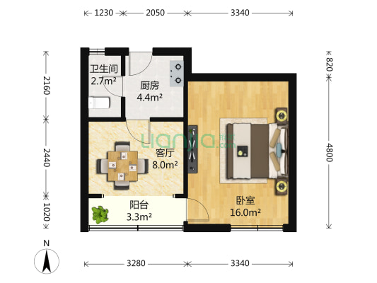 东沟三村 1室1厅1卫 43平方