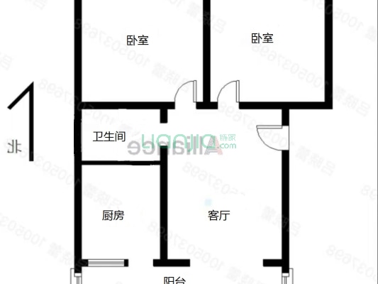 市直小区 2室1厅 南 北-户型图