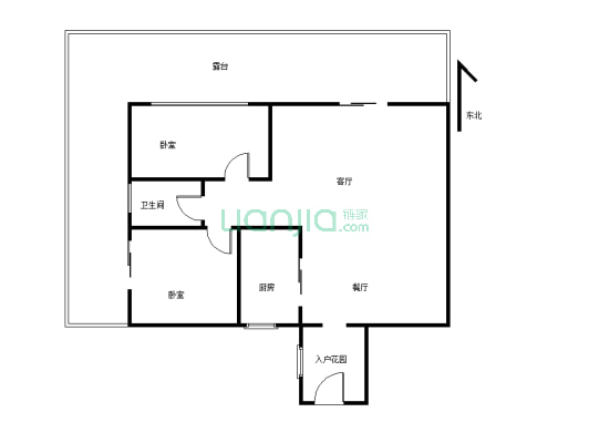 住家精装两房带200平米大露台花园、家具家电齐全-户型图