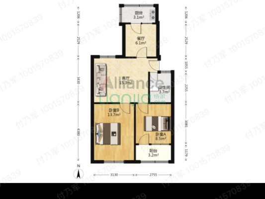 此房本满五，税费低，南北通透，采光好-户型图