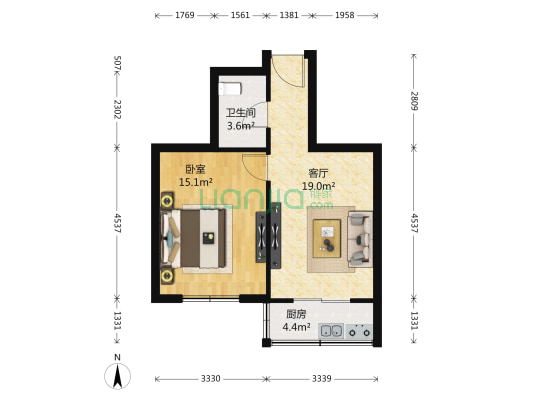 日月家园 1室1厅1卫 57平方