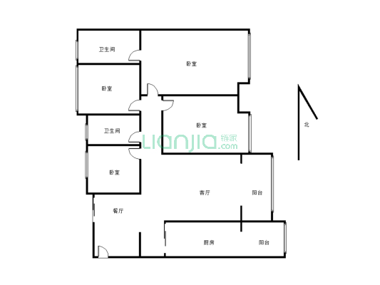 滨江路花园小区正4室适合人口多的家庭-户型图